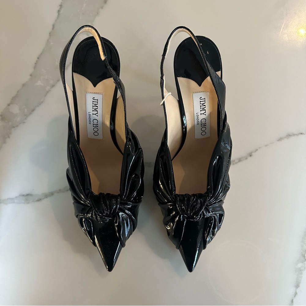 Jimmy Choo Black Patent Leather Annabell Shoes Size 38.5 Brand New In Box!